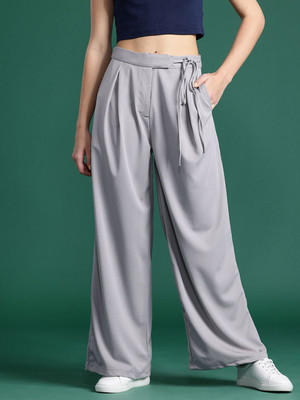 Dressberry Regular Fit Women Grey Trousers