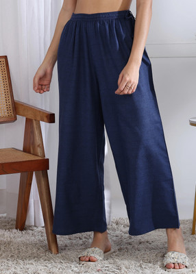KANCHUK Regular Fit Women Blue, White Trousers