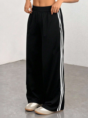 Dockstreet Loose Fit Women White, Black Trousers