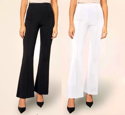 GLADLY Regular Fit Women Black, White Trousers