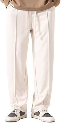KANISHTHA Loose Fit Men Cream Trousers