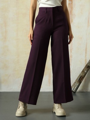 High Star Loose Fit Women Maroon Trousers