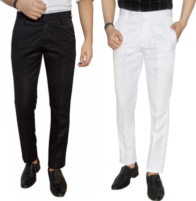 Kundan Regular Fit Men Black, White Trousers