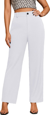 JANKISFASHION Straight Fit Women White Trousers