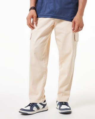 BEWAKOOF Relaxed Men Beige Trousers