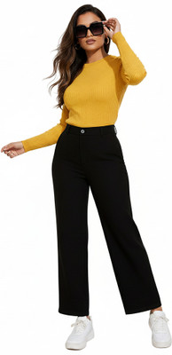 Lakriva Regular Fit Women Black Trousers