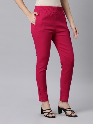 JNK18 Regular Fit Women Pink Trousers