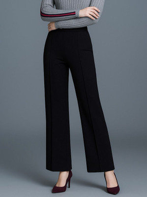 GURFLI Regular Fit Women Black Trousers