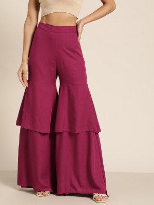 Shae by SASSAFRAS Flared Women Maroon Trousers