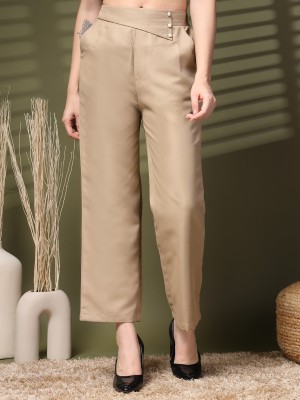 PLUSS Regular Fit Women Beige Trousers