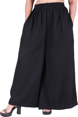 Om Enterprise Flared Women Black Trousers