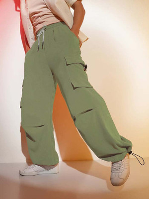 The Window Shop Loose Fit Women Green Trousers