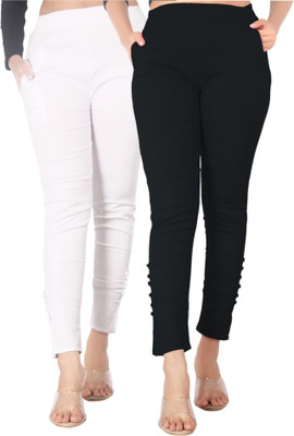 DKD Slim Fit Women White, Black Trousers
