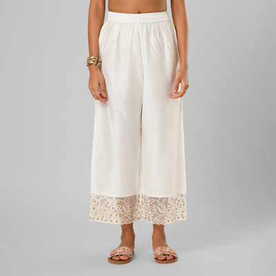 Rangmanch by Pantaloons Straight Fit Women White Trousers