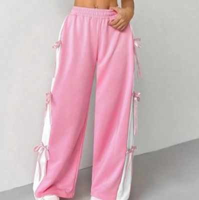 Molena Regular Fit Women Pink, White Trousers