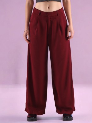 all about you Straight Fit Women Maroon Trousers