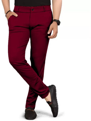 GIBBONTE Regular Fit Men Maroon Trousers
