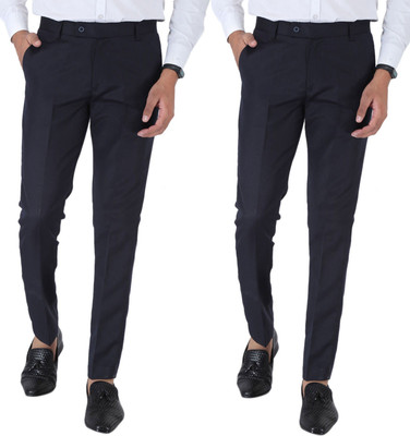 SREY Slim Fit Men Blue Trousers