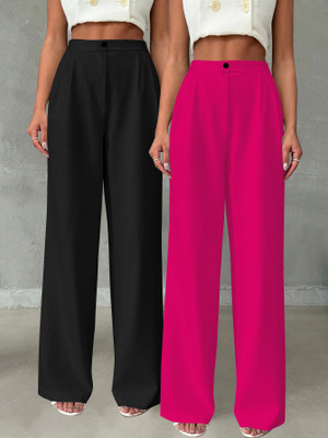 CILIMILI Relaxed Women Black, Pink Trousers