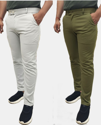 Vought Vick Regular Fit Men White, Dark Green Trousers