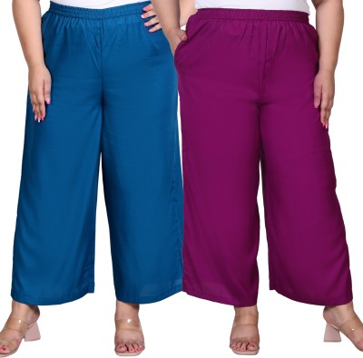 Prin Fashion House Relaxed Women Blue, Purple Trousers