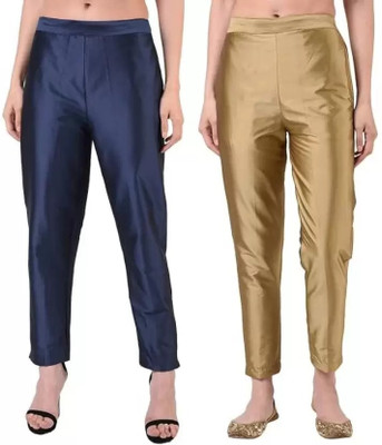 MSAD Regular Fit Women Dark Blue, Gold Trousers
