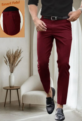 AD & AV Slim Fit Men Maroon Trousers