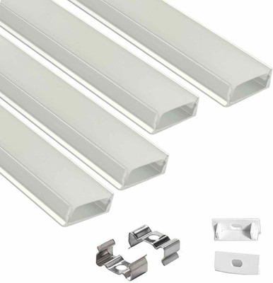ABAJ Rectangular Surface 1Meter Profile Channels Without LED Straight Linear(18x6mm) 0 W 1 cm Tube Light(White, Pack of 4)