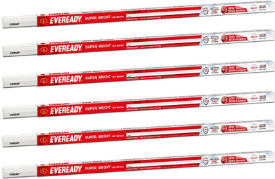 EVEREADY Ultra Slim 20W 4ft Batten | Highly Efficient |Surge Protection | 2 Year Warranty Straight Linear LED Tube Light  (White, Pack Of 6) For Rs. 849 @ 77 %
