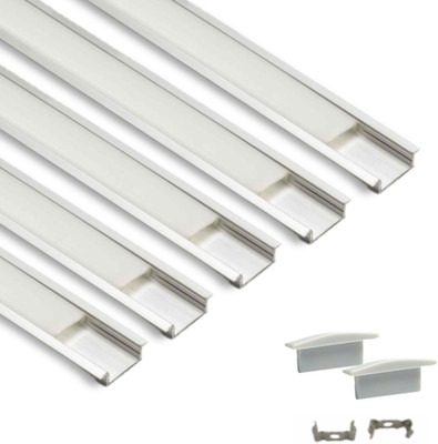 ABAJ Rectangular Conciled 1M Profile Channels Without LED Straight Linear (18x6mm) 0 W 1 cm Tube Light(White, Pack of 5)