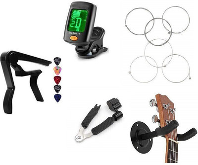 AMG Music Guitar Tuner Digital Tuner Easy to Use Highly Accurate Clip-on Tuner Best for Acoustic and Electric Guitar Bass Violin Ukulele With Capo,Guitar String,String Winder & 5 Picks Automatic Digital Tuner(Chromatic: Yes, Multicolor)
