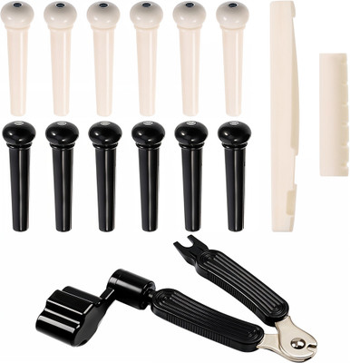 Verilux Guitar Repair Kit 14pcs with Bridge Pins and Saddle Manual Digital Tuner(Chromatic: Yes, Black, White)