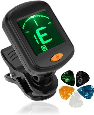 Urban Infotech 360 degree Rotational Electronic Highly Accurate Clip-on Digital Tuner Easy to Use for Acoustic and Electric Guitar Bass Violin Ukulele with 5 Pcs Picks Manual Digital Tuner(Chromatic: Yes, Black)