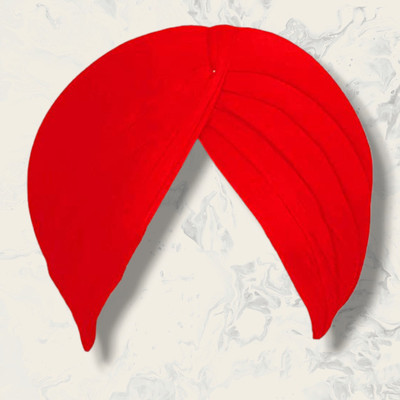 Amritsari Red 3.75 Meters Unstitch (Turban) FullVoile Cotton Self Design Solid Pagri