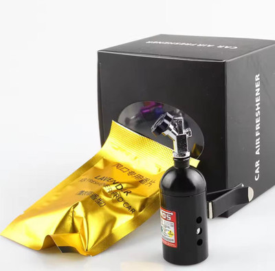 AUTO MT Black NOS AC Vent Perfume Metal Body Car-Design Organic Fragrance Air Freshener. Turbo Charger