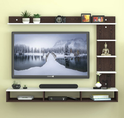 DIVINEDEEP TV ENTERTAINMENT UNIT Engineered Wood TV Entertainment Unit(Finish Color - BROWN/WHITE, DIY(Do-It-Yourself))