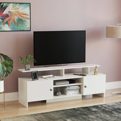FORKTAIL Engineered Wood Tv Unit for Living Room Floor Standing Tv Cabinet Engineered Wood TV Entertainment Unit(Finish Color - WHITE, DIY(Do-It-Yourself))