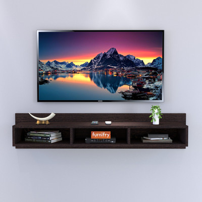 Furnifry Wooden Wall Mounted TV Stand Media, Entertainment Center with Cabinet Doors, Console Table & Decorative Objects with Storage for Living Room Engineered Wood TV Entertainment Unit(Finish Color - Wenge, DIY(Do-It-Yourself))