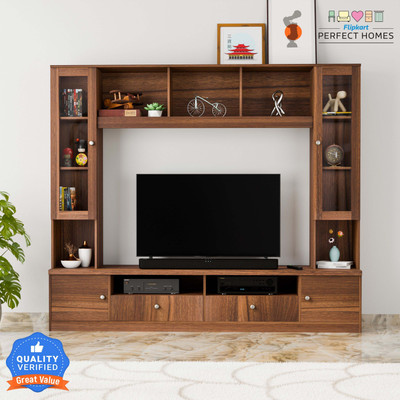 Flipkart Perfect Homes Webster Engineered Wood TV Entertainment Unit(Finish Color - Melamine AW Classic Walnut SIB, Knock Down)