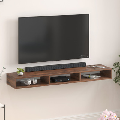 BLUEWUD Primax Solo Standard Wall Mount TV Set Top Box Stand/TV Cabinet with Shelves Engineered Wood TV Entertainment Unit(Finish Color - Brown Maple & Beige, DIY(Do-It-Yourself))
