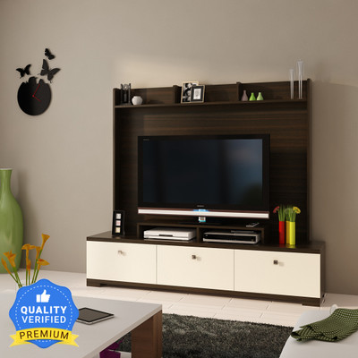 SPACEWOOD Engineered Wood TV Entertainment Unit(Finish Color - MOLDAU-ACACIA DARK (BROWN), Knock Down)