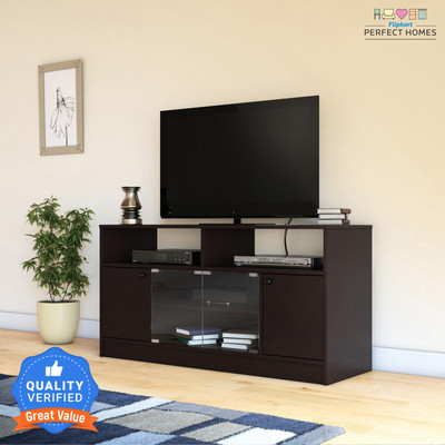 Flipkart Perfect Homes Phonox Engineered Wood TV Entertainment Unit(Finish Color - Melamine Dark Flowery Wenge SIB, Knock Down)