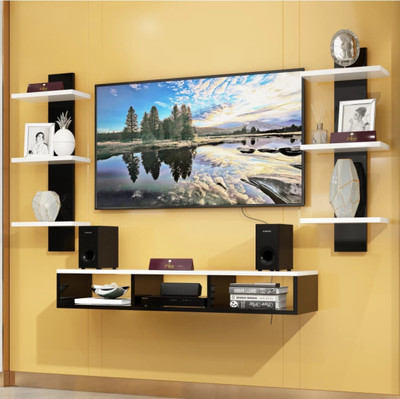 pndggroup TV Entertainment Unit - BLACK & WHITE Engineered Wood TV Entertainment Unit(Finish Color - BLACK and WHITE, DIY(Do-It-Yourself))