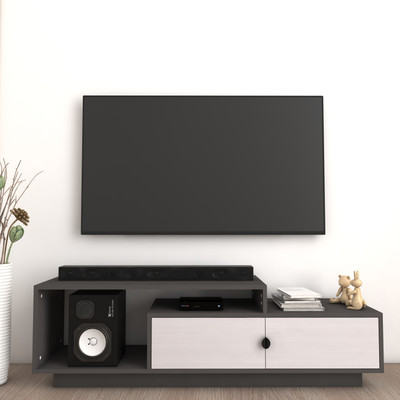 spacesbyU Caspo TV Unit with Storage | Engineered Wood TV Entertainment Unit(Finish Color - Light & Dark Grey, DIY(Do-It-Yourself))