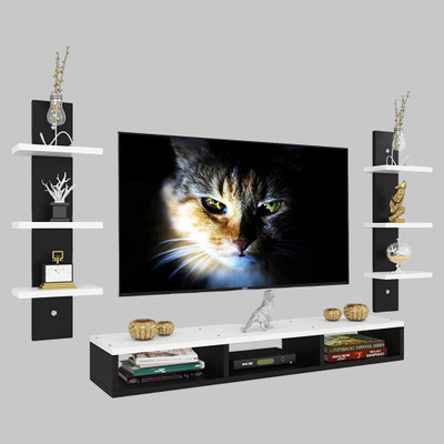 Home wood Latest Wooden Setup Box Stand Engineered Wood TV Entertainment Unit(Finish Color - Black And White, DIY(Do-It-Yourself))