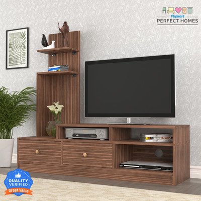 Flipkart Perfect Homes Sirena Engineered Wood TV Entertainment Unit(Finish Color - Melamine Walnut, Knock Down)