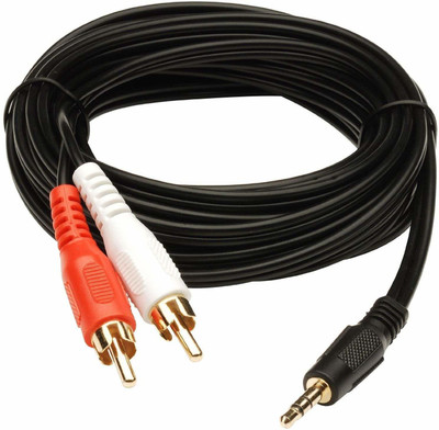 darkingwings  TV-out Cable 3.5mm Jack Stereo Audio Male to 2 RCA Male Cable AV Video TV-Out AUX Cable Cord(Black, For Home Theater, 1.5 m)