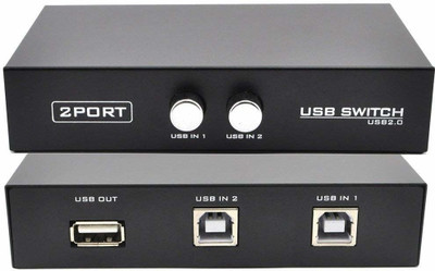 kipek  TV-out Cable USB Switch 2 Ports USB 2.0 Selector Switch Box for 2 PC Share 1 USB Printer(Black, For Computer)