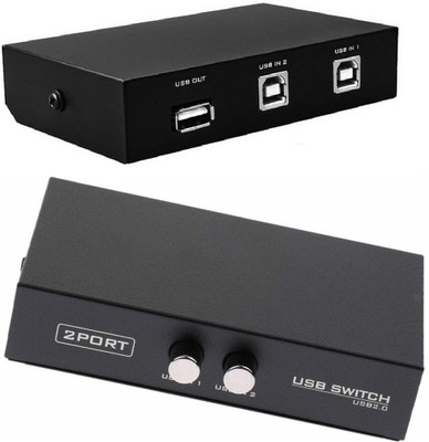 kipek  TV-out Cable 2 Port USB Switch USB 2.0 Selector Switch Box for 2 PC Share 1 USB Printer(Black, For Computer)