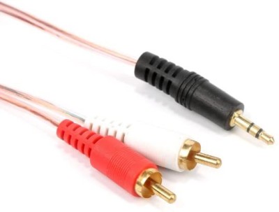 Kenware  TV-out Cable 3.5mm to 2-Male RCA Adapter Cable (Transparent)(Multicolor, For Home Theater, 3 m)
